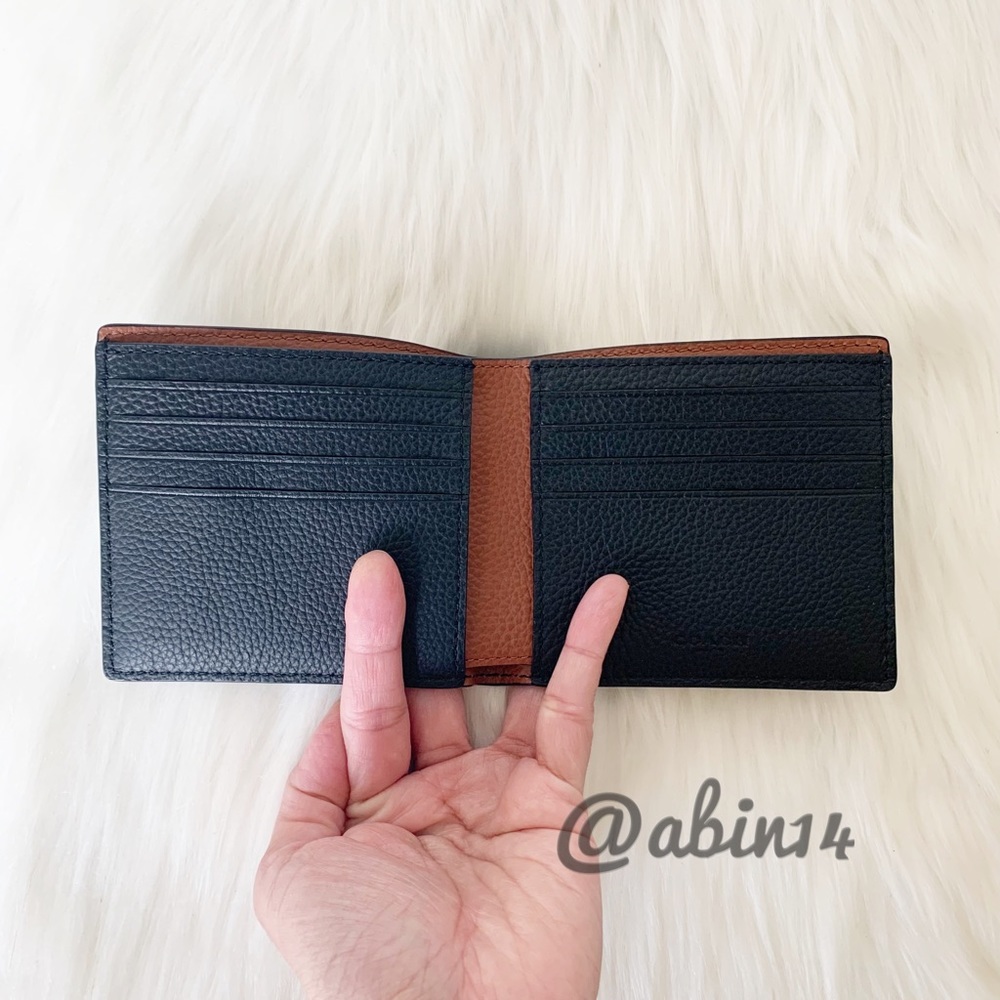 NWT Coach Black Leather Double Billfold Wallet - Picture 3 of 7